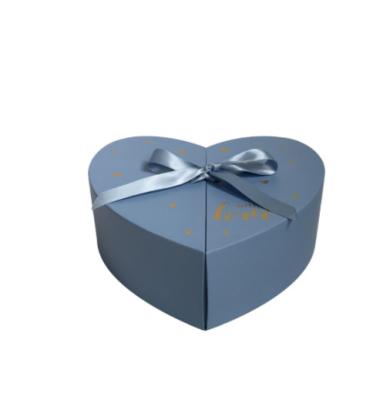 China Custom Handmade Maker Blue Heart Shaped Printing Packaging Gift Flower Box for sale