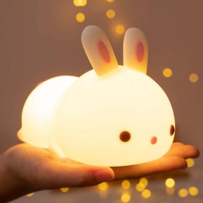 China Modern Cute Bunny Night Light for Kids | Nursery Kids Portable Animal Lamp Night Light | USB Rechargeable Animal Bedroom LED Lamp for sale