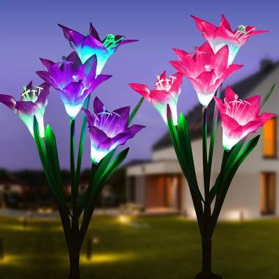 China Garden Lily Flower Outdoor Decorative Light | Solar Ground Plug Garden Lawn Waterproof Energy Saving Lamp for sale