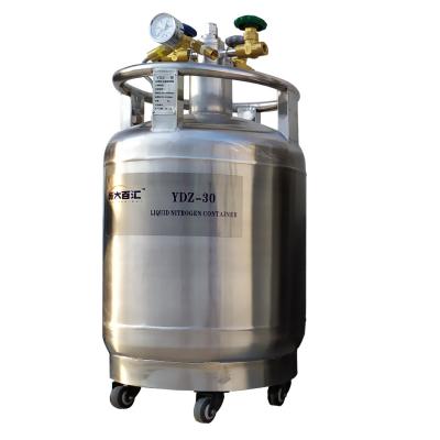 China ydz-30 with roller base container liquid nitrogen  price Self pressurized liquid nitrogen tank 30l for sale