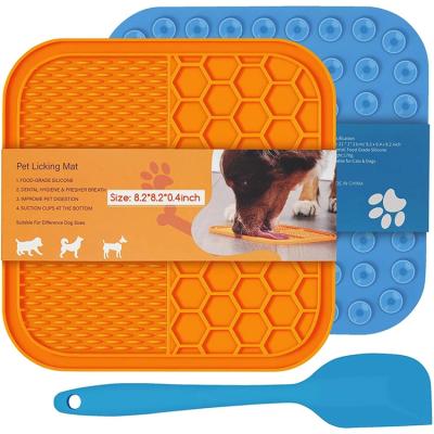 China Pet Stocked Licky Mat Feeding Cats Dogs Silicone Dispenser Licking Mats Pet Bathing Distraction Pad Mat Slower Feeding Pad For Dogs for sale