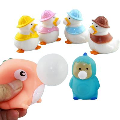 China Amazon Eco-friendly Material Hot Sale Toy For Anxiety Relief Stress Reliever Autism Squeeze Bubble Sensory Bubble Silicone Wiggles Duck Toy For Kids for sale