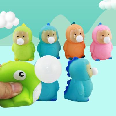 China 2021 Eco-Friendly Material Educational Toys Autism Relief Anxiety Strain Dimple Silicone Squeeze Spit Bubble Simple Duck Dinosaur Sensory Toy for sale