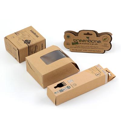 China Biodegradable Small Square Brown Kraft Recyclable Box Packaging Plain Paper Box for sale