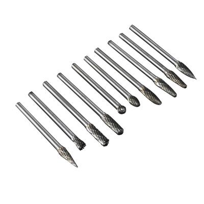 China For grinding polishing chamfering 3x6 10Pcs Carbide Burr Set Tungsten Carbide Cutter for Electric Grinding Machine for sale