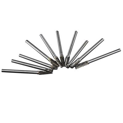 China Carbon Steel+Tungsten Carbide YG8X ZTTC-T Customized 10PCS 3x6 Cabide Rotary Burrs Set Tungsten Carbide File Milling Cutter Fit For Burr Grinder for sale