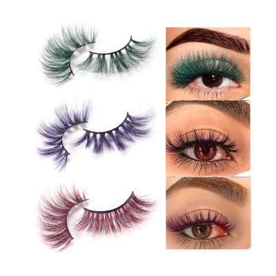 China Wholesale Natural Soft Colored False Color Mink Eyelashes Eyelash Vendors 25mm Strip Distributors for sale