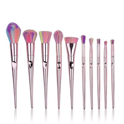 China Angular Blush Fashion Exquisite Plastic Synthetic 10pcs Brushes Kits Lip Balm Blusher Women Beauty Makeup Set Brushes Tools for sale