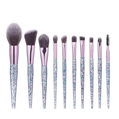 China Angular Blush New Design Beautiful 10pcs Brush Set Plastic Synthetic Hair Eyeshadow Beauty Makeup Brushes for sale