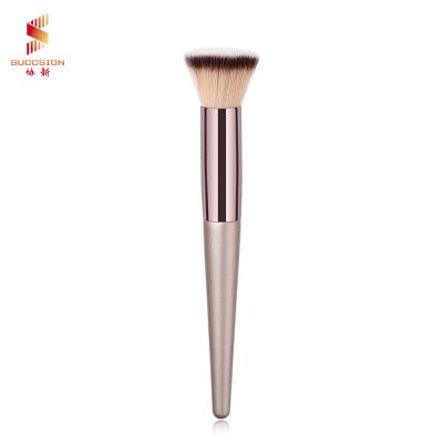 China Champagne Gold Magic Face Makeup Flat Brush Quality High End Brushes Eco-Friendly Women Soft Imported Nylon Wool Makeup Brushes for sale