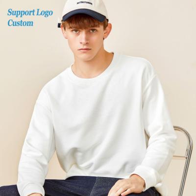 China High Quality Men's White Anti-Wrinkle Cotton Oversized Hoodie OEM Logo Crewneck Pullover Sweatshirt Custom Sweatshirt for sale