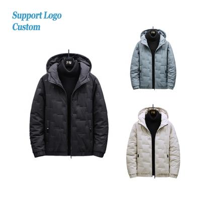 China Factory Wholesale Heavy Waterproof Mens Down Hooded Jacket Mens Stripe Winter Padded Jackets for sale