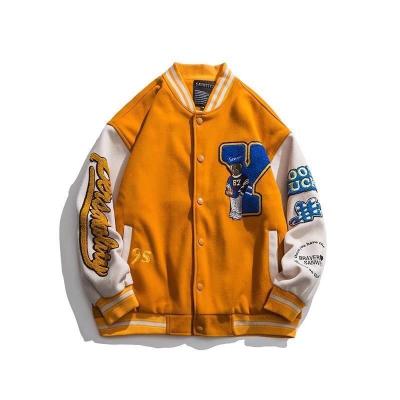 China QUICK DRY Plus Size Mens Baseball Embroidery Leather Sleeve Baseball Letterman Jacket For Men for sale