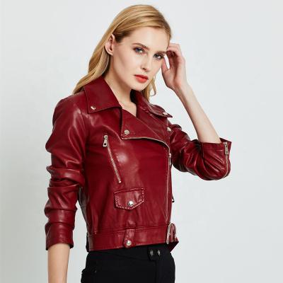 China QUICK DRY Hot Sale European Leather Jackets Outerwear Women's Synthetic Leather Short Coats for sale