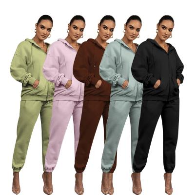 China Anti-pilling tracksuit women plus velvet 2 piece suit ladies jogging suits sweatpants and hoodie set women sweatsuit set tracksuit for sale