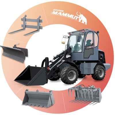 China Hotels mini 4 *4 1.2ton diesel engine loader wheel drive compact wheel loader hoflader radlader with sweeper for sale