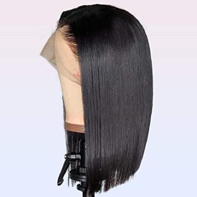 China 2021 Hot Selling 100% Human Hair Short Wave 2021 Silky Straight Bob Lace Wig For Women for sale