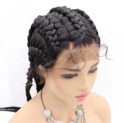 China Wholesale Hot Selling Natural Synthetic Braiding Hair African American Lace Front Wig Synthetic Braided Wig for sale