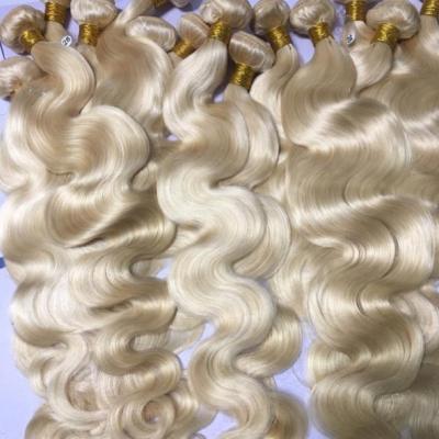 China 100% Body Wave Blonde Body Wave Cuticle Aligned 613 Real Human Hair Raw Virgin Brazilian Hair Weave Bundles for sale