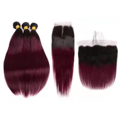 China Silky Straight Wave Niman 1B 99j Hair Bundles 100% Hair Wine Colored Weave Hair for sale