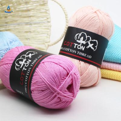 China 50g Manufacturer Cotton Yarn Crochet Super Soft 100% Silk Cotton Yarn Sustainable Hand Knitting Sweater Bag for sale