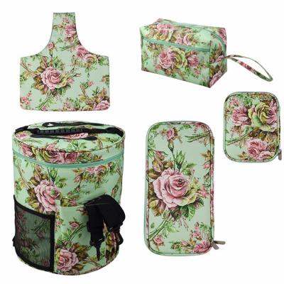 China Sustainable DIY Woven Storage Bag/Crochet Wool Storage Barrel Bag Peony Flower Storage Bag/Wool Storage Bag for sale