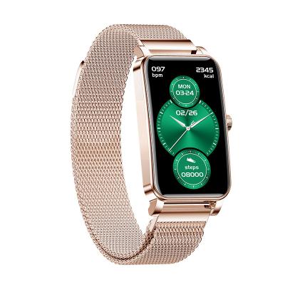 China Touch Screen Lady 1.45 Inch Alloy Face Touch Screen Smart Watch With Steel Band Fitness Tracker With Sleep Monitor Woman SmartWatch NZX19 for sale