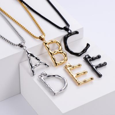 China Cute Cute 18k Gold Plated Stainless Steel 26 Letter Initial Alphabet A-Z Pendant Necklace Jewelry for Women and Men for sale