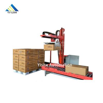 China Automatic Single Food Column Palletizer Machine for Stacking Cartons Water Bottle Packages and Palletizing Film on Pallet for sale