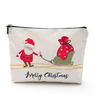 China Merry Christmas Lasting Universal Holiday Santa Pencil Custom Makeup Cosmetic Present Bag for sale