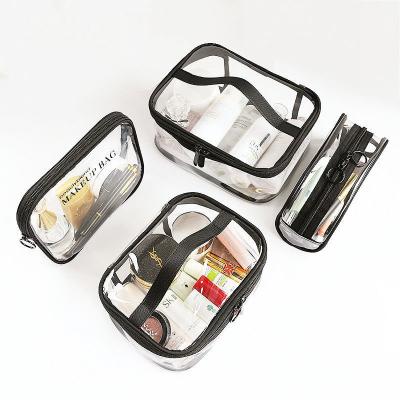 China 4pcs Fashion Clear Plastic Make Up Bag Organizer Travel Towel Set Transparent PVC Cosmetic Packaging Makeup Pouch for sale