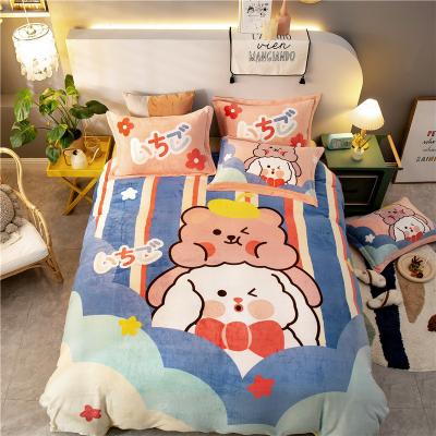 China Wholesale Size Nondisposable Customer Size Nondisposable Luxury Comforter Flannel Velvet Princess Style Bed Bedding Set Duvet Cover for sale