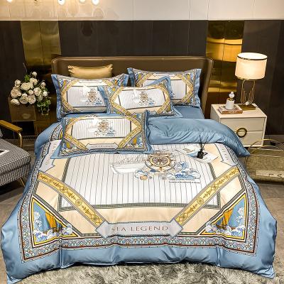 China Nondisposable European Luxury Palace four seasons 100% satin silk duvet cover, rose gold four-piece bedding for sale