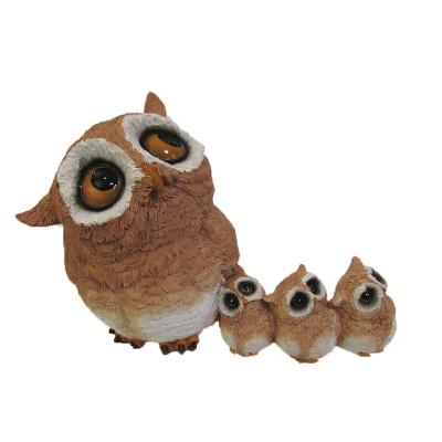 China Cute Family Owl Vivid Animal Europe Home Decor Handwork Resin Figurines Z11175A Fat for sale