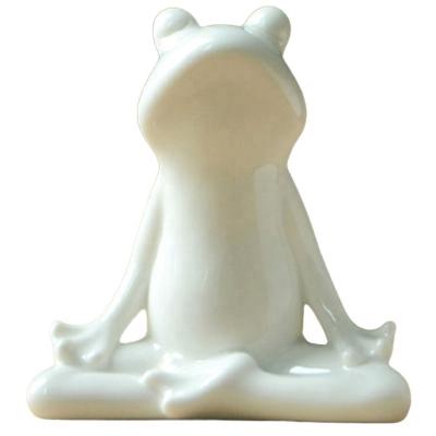 China Europe Z16494A Home and White Mini Yoga Pose Porcelain Figurine Figurine Office Ceramic Yoga Decor Meditation Frog Statue Frog for sale