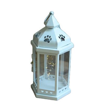 China China TJ002 Home Decoration White Color Metal Craft With Light Iron Figurine Shape Mini Phone Booth Solar Lamp for sale