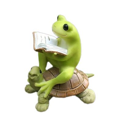 China Europe Resin Mini Garden Decoration Frogs With Turtle Statue Realism Animal Figurine Z11165A for sale