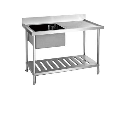 China Single Kitchen Furniture Sink Table With Perforated Shelf for sale