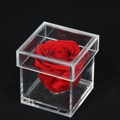 China Durable high quality acrylic rose box with drawer for preserved flowers for sale