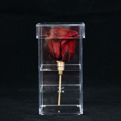 China Durable acrylic rose box with drawer for preserved flowers for Valentine's Day for sale