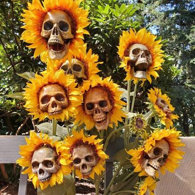 China Halloween Durable Sunflower Decoration Garden Simulation Skeleton Flower Ornaments for sale