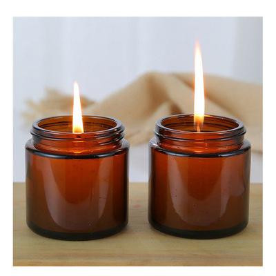 China Hotsale Classic Home Decoration Amber Glass Candle Ships Containers With Lids for sale