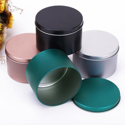 China Candle Ships Metal Round Tin 2/4/6//8 Ounce Matte Black Candle Container Empty Candle Jar With Lid for sale