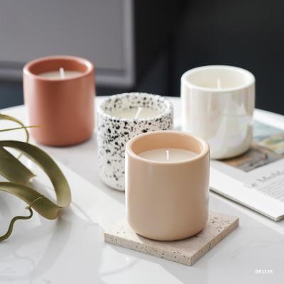 China Low Moq Candle Empty Ceramic Jars For Candles Beautiful Ceramic Jars With Lids For Custom Ceramic Candle Jars for sale