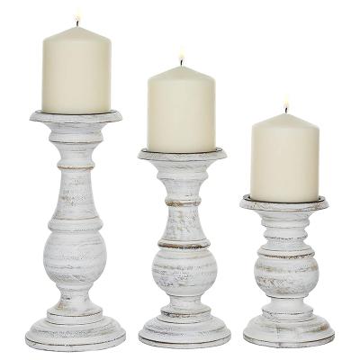 China India Traditional Style Distressed White Resin Candle Holders Nailed Candle Plates Rustic Candle Holder for sale