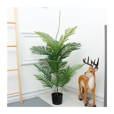 China Realistic plastic artificial green plant leaves wholesale artificial plants with PE pot for sale