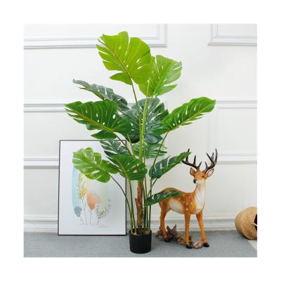 China Realistic Artificial Green Leaves Wholesale Artificial Plants With PE Pot for sale