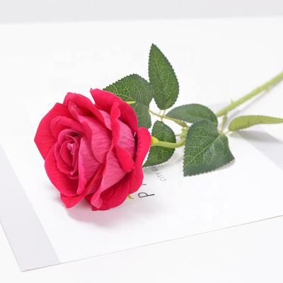 China Durable Popular Single Stem Faux Flower Artificial Wedding Rose Flower For Home And Wedding Stage Decoration for sale