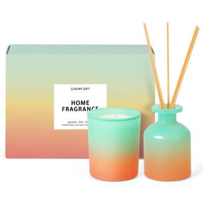 China Unique Design Fragrance Oil Aroma Suit Aromatherapy Reed Diffuser Scented Candle Gift Set for sale