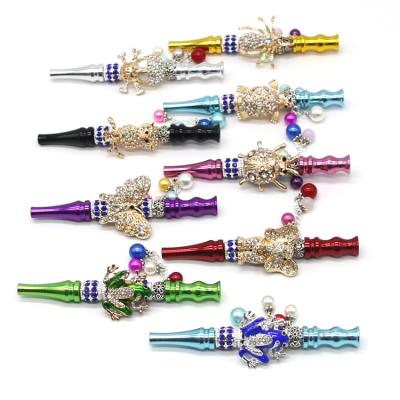 China Modern animal blunt holder jeweled cigarette holder metal hookah tips long diamond dollar weed smoking pipes blunt for sale